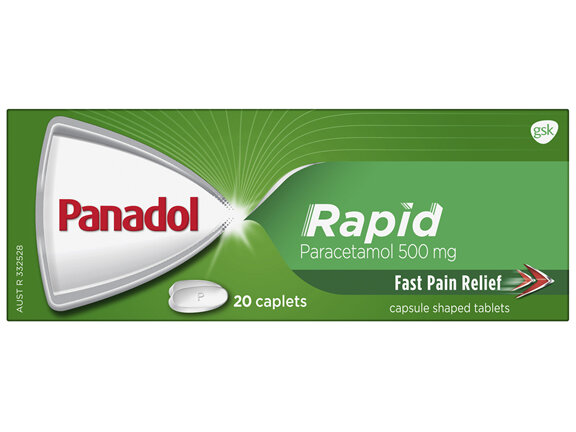 Panadol Rapid for Pain Relief, Paracetamol - 500mg 20 Caplets