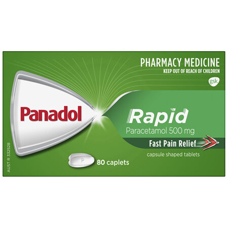 Panadol Rapid for Pain Relief Paracetamol - 500mg 80 Caplets