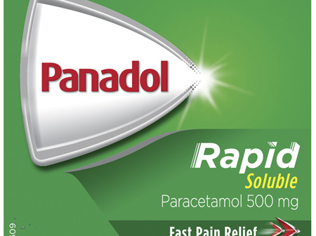 Panadol Rapid Soluble, 500 mg paracetamol, 20 effervescent tablets (pain relief)