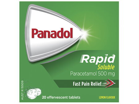 Panadol Rapid Soluble for Pain Relief, Paracetamol - 500mg 20 effervescent tablets