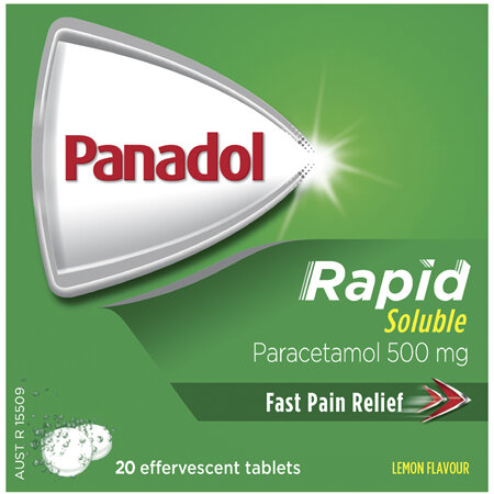 Panadol Rapid Soluble for Pain Relief, Paracetamol - 500mg 20 effervescent tablets