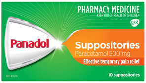 Panadol Suppositories for Pain Relief, Paracetamol - 500mg 10 Pack