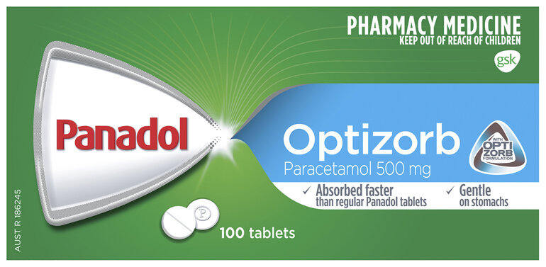 Panadol with Optizorb for Pain Relief, Paracetamol - 500mg 100 Tablets