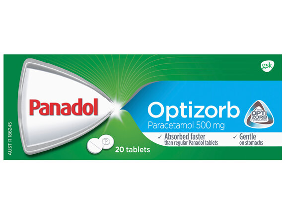 Panadol with Optizorb for Pain Relief, Paracetamol - 500mg 20 Tablets