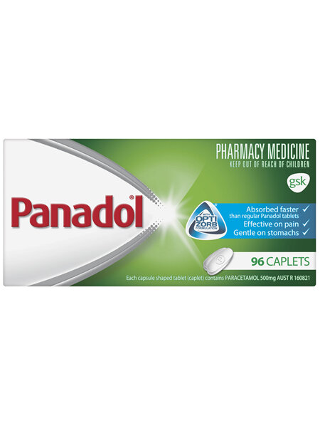 Panadol with Optizorb Formulation, 500 mg paracetamol, 96 caplets (pain relief)