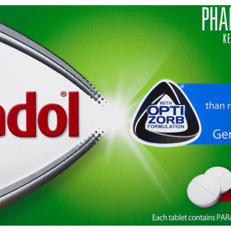 Panadol with Optizorb Formulation, 500 mg Paracetamol, 100 tablets (pain relief)