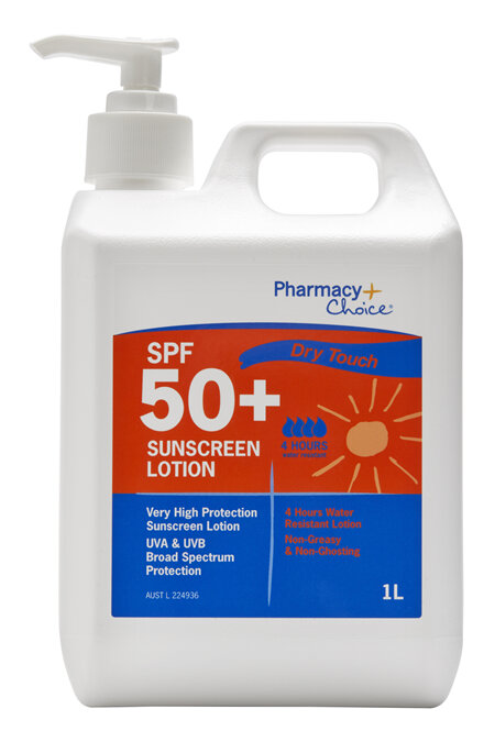 Pharmacy Choice -  Sunscreen SPF 50+ 1L Bottle Pump DRY TOUCH