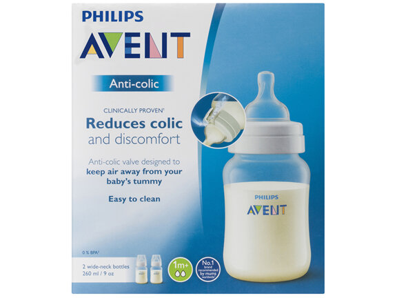 Philips Avent Anti-Colic Bottles 1m+ 2 x 260mL