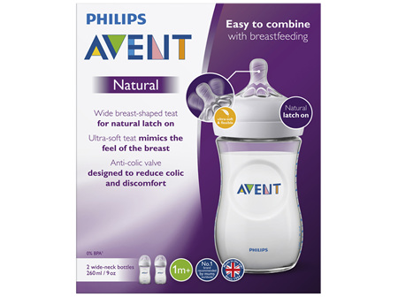 Philips Avent Natural Baby Bottles 260ml 2 Pack