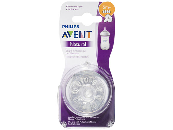 Philips Avent Natural Fast Flow Teats 6m+ 2 Pack