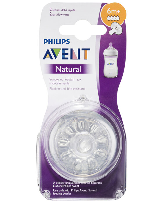 Philips Avent Natural Fast Flow Teats 6m+ 2 Pack