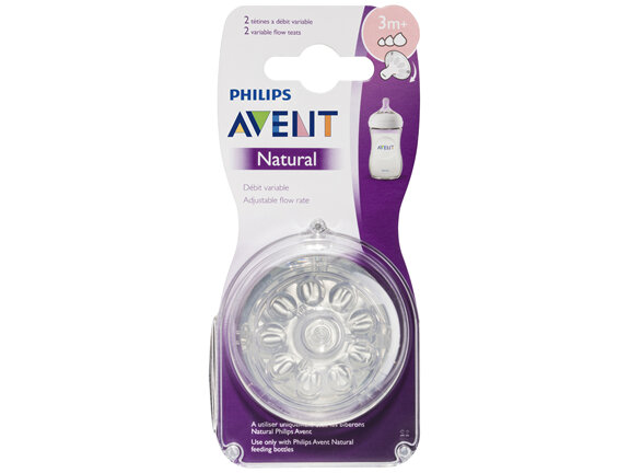 Philips Avent Natural Variable Flow Teats 3m+ 2 Pack