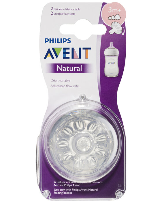 Philips Avent Natural Variable Flow Teats 3m+ 2 Pack