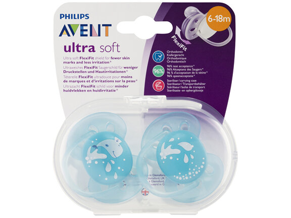 Philips Avent Ultra Soft FlexiFit Soothers 6-18m 2 Pack