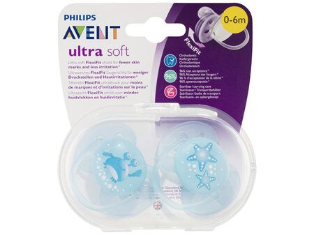 Philips Avent Ultra-Soft Soother 0-6m 2 Pack