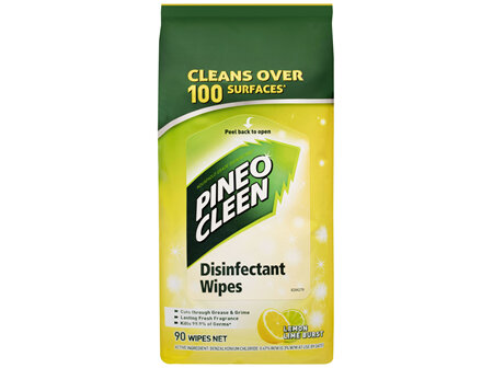 Pine O Cleen Disinfectant Multipurpose Wipes  Lemon Lime 90 Pack