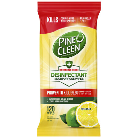 Pine O Cleen Disinfectant Multipurpose Wipes Lemon Lime 120 Pack