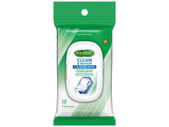 Polident Cleansing Wipes Mint 20 Pack