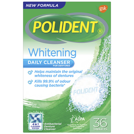 Polident Whitening Daily Cleanser for Dentures 36 Tablets