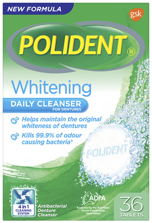 Polident Whitening Daily Cleanser for Dentures 36 Tablets