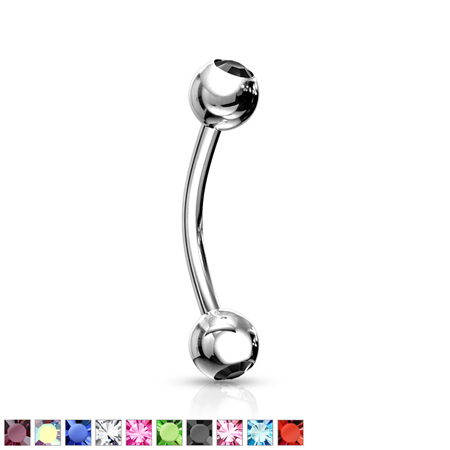 Press Fit Gem Ball  Curved Barbell