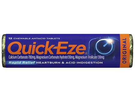 Quick Eze Original Tablet Rapid Heartburn & Indigestion Relief 12 Pack  