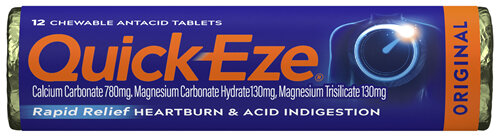 Quick Eze Original Tablet Rapid Heartburn & Indigestion Relief 12