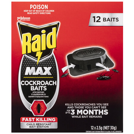 Raid MAX Cockroach Child Resistant Bait Station 12 Pack