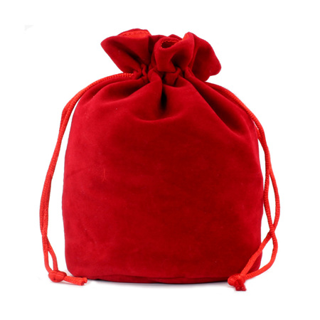 Red Velveteen Drawstring Bag