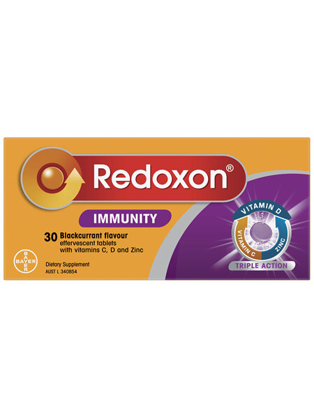 Redoxon Immunity Vitamin C, D and Zinc Blackcurrant Flavoured Effervescent Tablets 30 pack