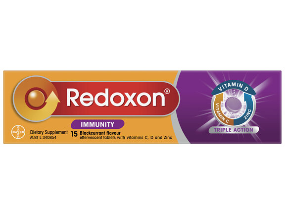 Redoxon Immunity Vitamin C, D and Zinc Blackcurrant Flavoured Effervescent Tablets 15 pack