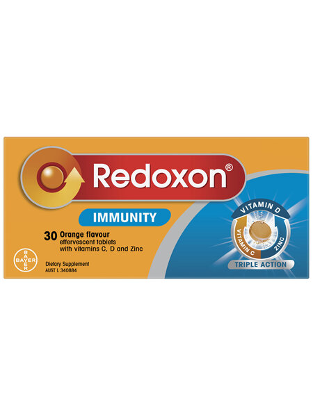 Redoxon Immunity Vitamin C, D and Zinc Orange Flavoured Effervescent Tablets 30 pack