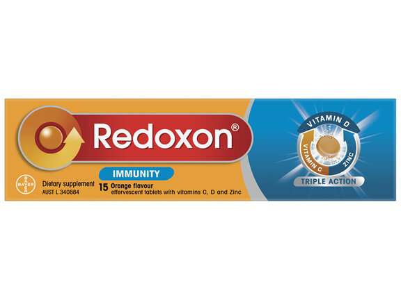 Redoxon Immunity Vitamin C, D and Zinc Orange Flavoured Effervescent Tablets 15 pack