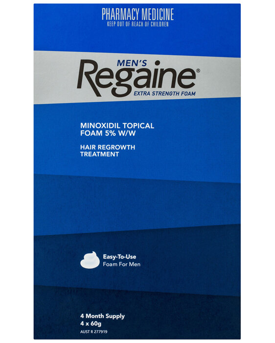 Regaine Men's Extra Strength Minoxidil Foam Hair Regrowth Treatment 4 x 60g  - Unichem Arrowtown Pharmacy