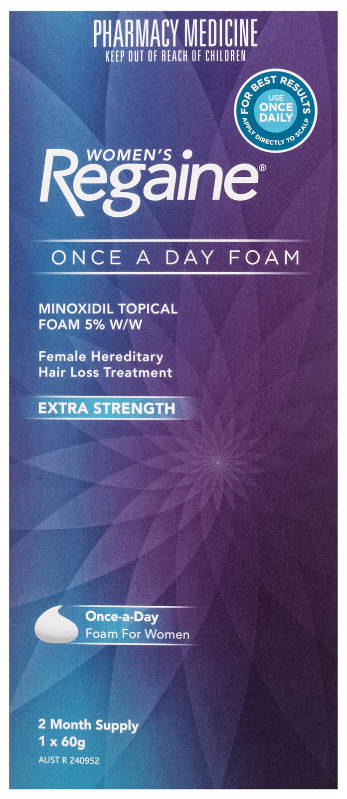 Regaine Women's Extra Strength Minoxidil Foam Hair Regrowth Treatment 60g -  Unichem Southend Pharmacy Shop