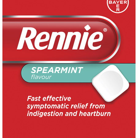 Rennie Indigestion and Heartburn Relief Spearmint 24 Chewable Tablets