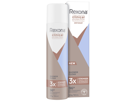 REXONA Clinical Antiperspirant Aerosol deodorant Shower Clean 180 ML