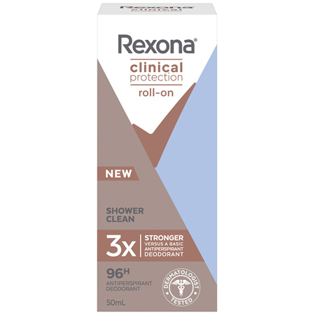 REXONA Clinical Protection Antiperspirant Roll On Deodorant Shower Clean for 3x stronger