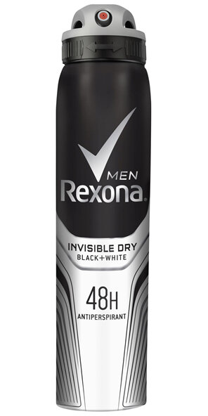 REXONA Men Antiperspirant Aerosol Deodorant Invisible Dry Black + White 250ml