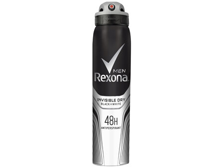 REXONA Men Antiperspirant Aerosol Deodorant Invisible Dry Black + White 250ml