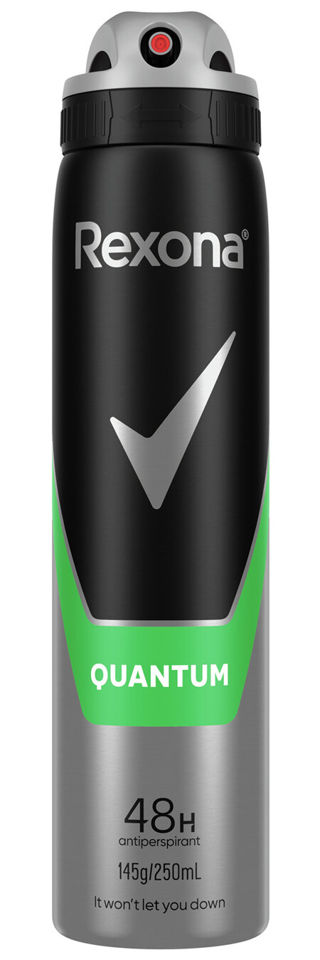REXONA Men Antiperspirant Aerosol Deodorant Quantum with Antibacterial Protection 250mL 1