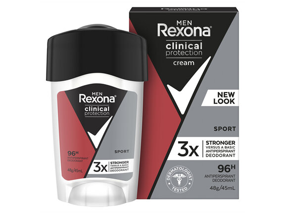 Rexona Men Clinical Protection Deodorant antiperspirant cream Sport for 3x stronger protection* 45