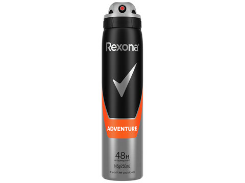 Rexona Men Deodorant aerosol antiperspirant Adventure 48-hour sweat and odour protection 250 mL