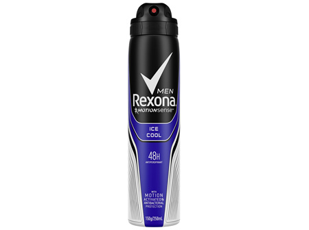 REXONA Mens Antiperspirant Aerosol Deodorant Ice Cool with Antibacterial Protection 150g 1