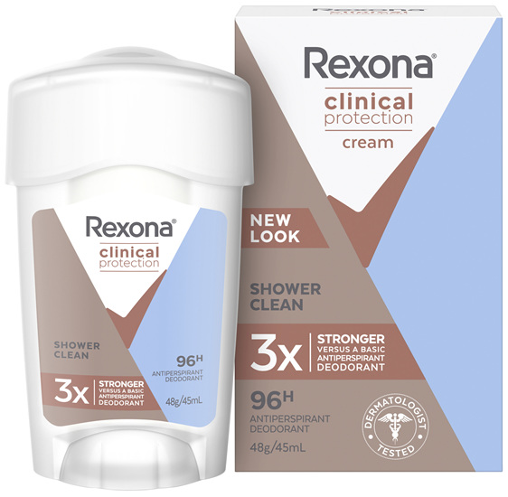 REXONA Women Antiperspirant Cream Deodorant Clinical Shower Clean for 3x stronger protection(versus