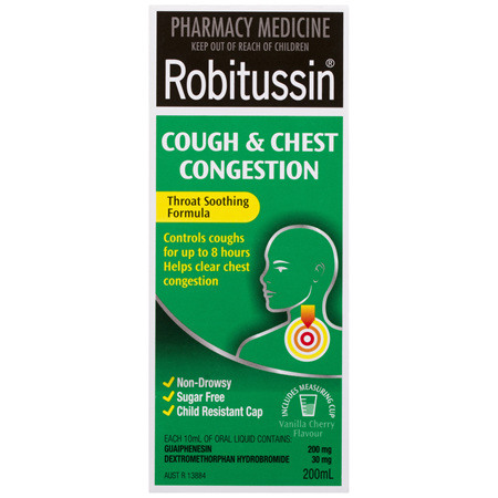 Robitussin Cough & Chest Congestion Vanilla Cherry 200mL
