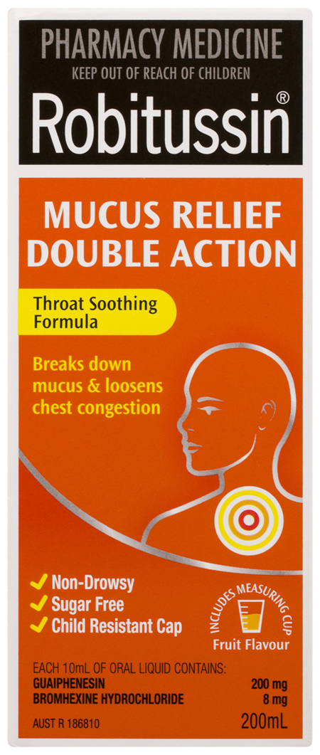 Robitussin Mucus Relief Double Action Fruit Flavour 200mL