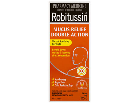 Robitussin Mucus Relief Double Action Fruit Flavour 200mL