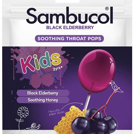 Sambucol Black Elderberry Soothing Throat Pops 8s