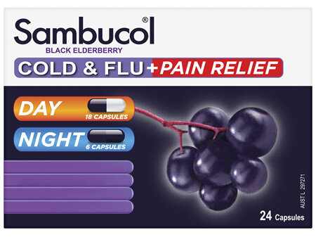 Sambucol Cold & Flu + Pain Relief 24 Capsules